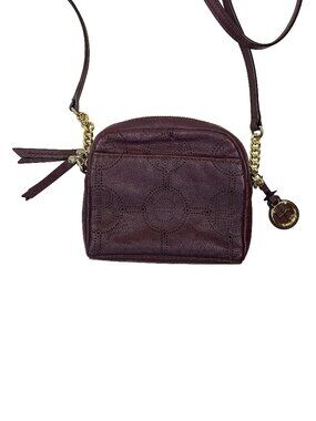 Henri Bendel Small Perforated Leather Purse Burgundy & Gold, Crossbody Bag
